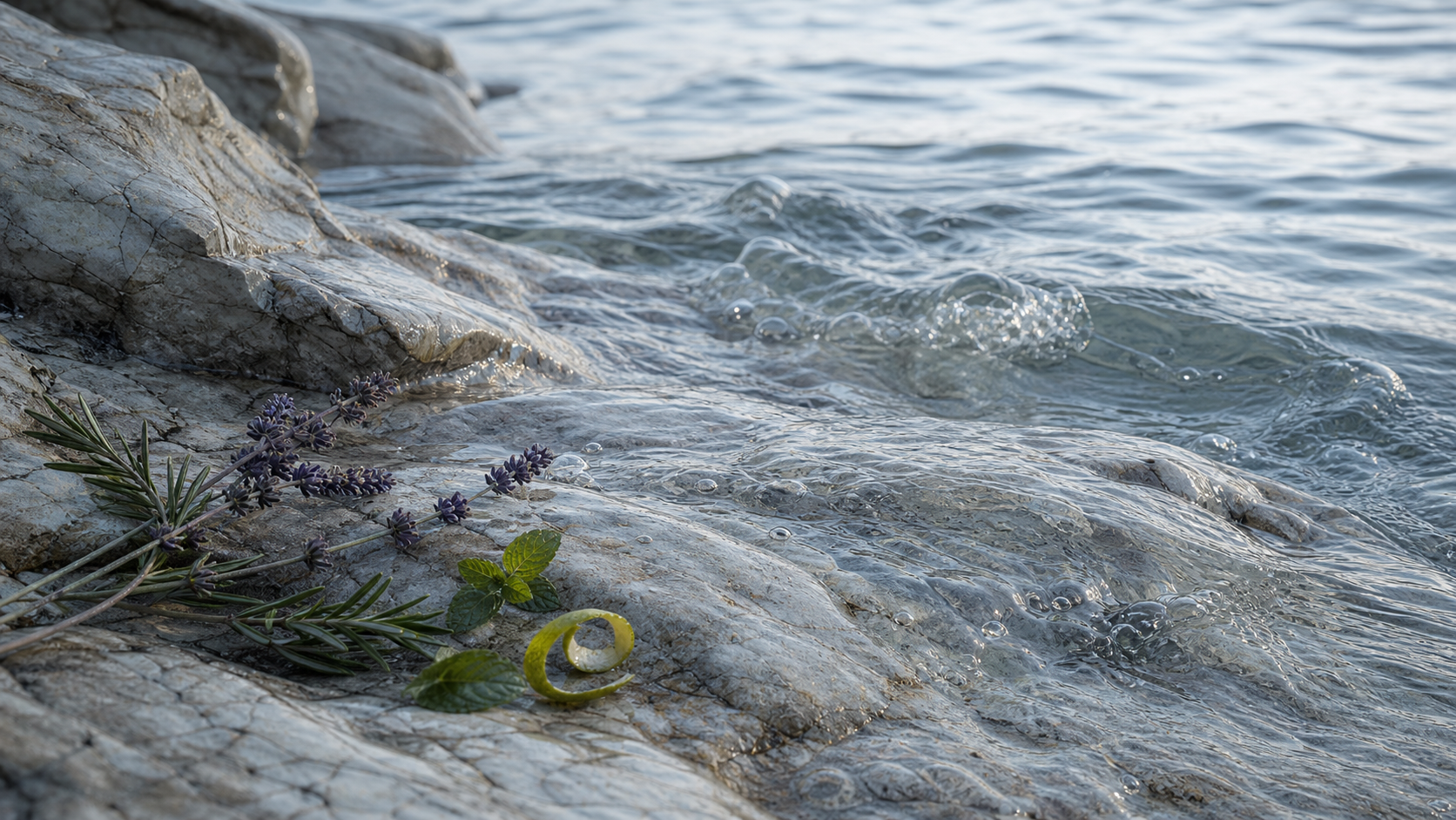 Ocean Waves hand care products with lavender, rosemary, bergamot, and spearmint